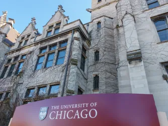 University of Chicago sign in front of a building